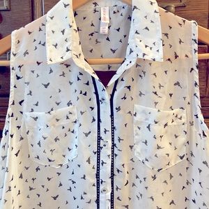 Xhilaration - Target, The Birds, sheer white and black detail, small